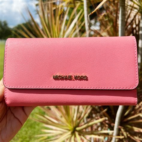 michael kors pink floral wallet|small pink michael kors wallet.